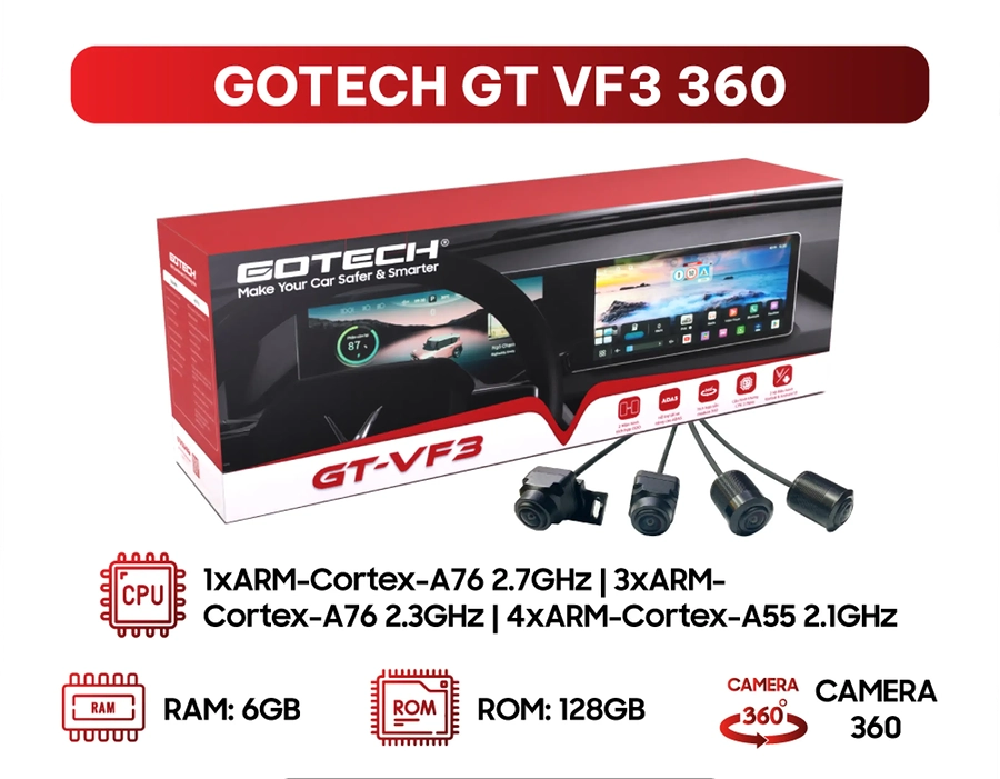 Màn hình android Gotech GT VF3 360 liền ODO  - Ảnh 1