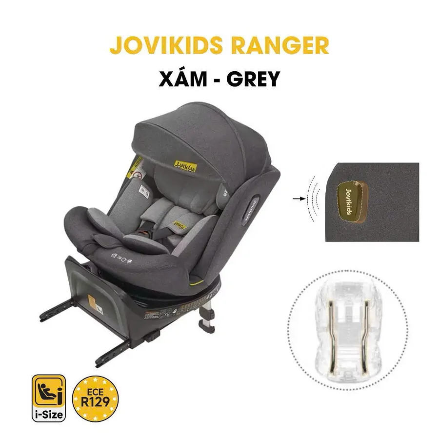 Ghế ngồi ô tô trẻ em Jovikids Ranger 360 màu xám - Ảnh 2