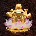 Tượng phật Di Lặc mạ vàng có đèn - ảnh 3