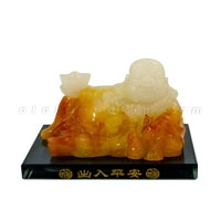 Tượng phật đá Di lặc nằm đế thủy tinh