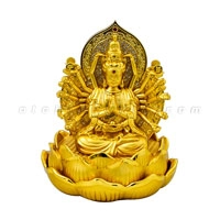 Tượng phật vàng quan âm ngồi hoa sen nghìn tay