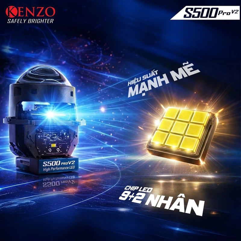 Bi LED Kenzo S500 Pro V2 | Đèn tăng sáng ô tô cao cấp