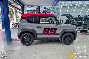 Tem xe VF3 thiết kế số 89 xám - hồng