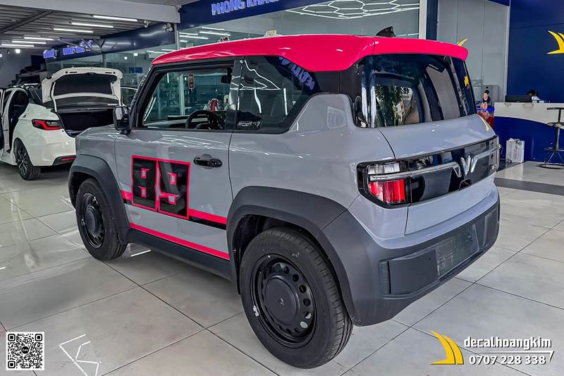 Tem xe VF3 thiết kế số 89 xám - hồng