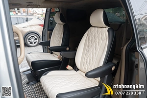 Bọc áo ghế da Nappa xe Sedona - Phối màu Trắng Đen hiện đại