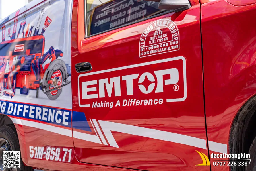 Dán tem quảng cáo xe EC Van - Thương hiệu EMTOP nổi bật - Ảnh 3