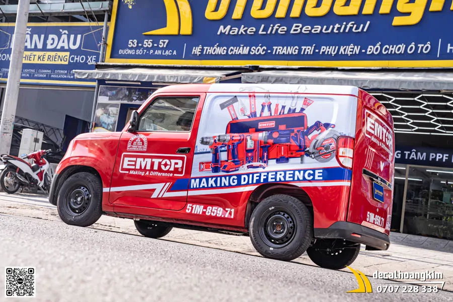 Dán tem quảng cáo xe EC Van - Thương hiệu EMTOP nổi bật - Ảnh 5