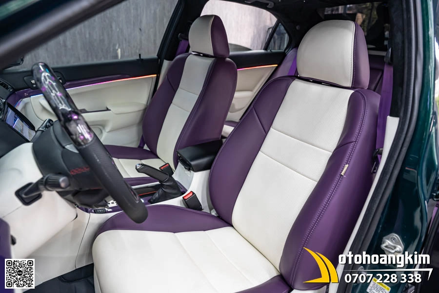 Bọc áo ghế da Nappa Acura - Phối màu Trắng Tím Đẳng Cấp
 - Ảnh 1