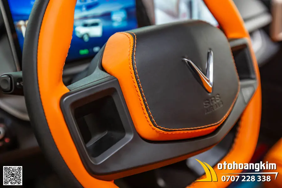 Bọc vô lăng VF3 Đen - Cam Hermes - Ảnh 4