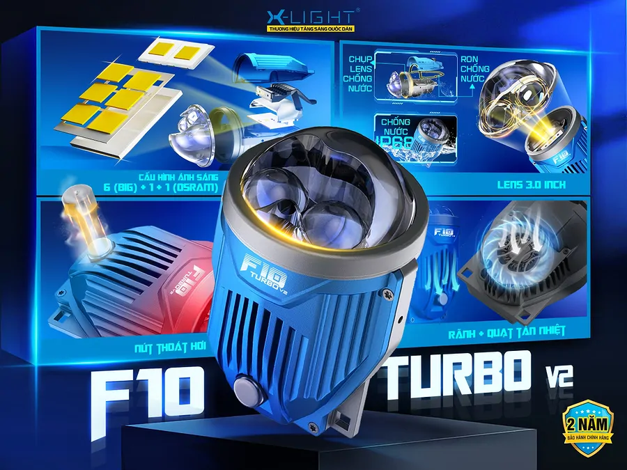 Bi Gầm LED X-Light F10 Turbo V2 3000K - Ánh Sáng Vàng Ấm - Ảnh 5