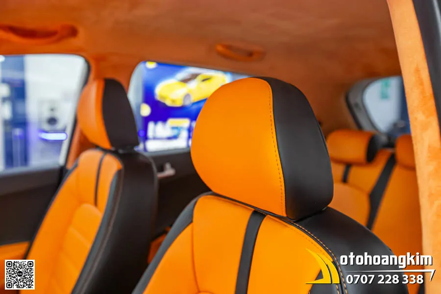 Bọc ghế da Nappa King Hyundai i10 - Sắc cam đen thể thao, cá tính 
 - Ảnh 3