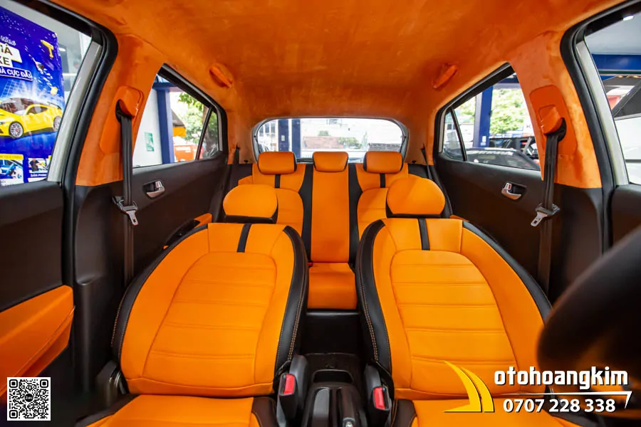 Bọc ghế da Nappa King Hyundai i10 - Sắc cam đen thể thao, cá tính 
 - Ảnh 8