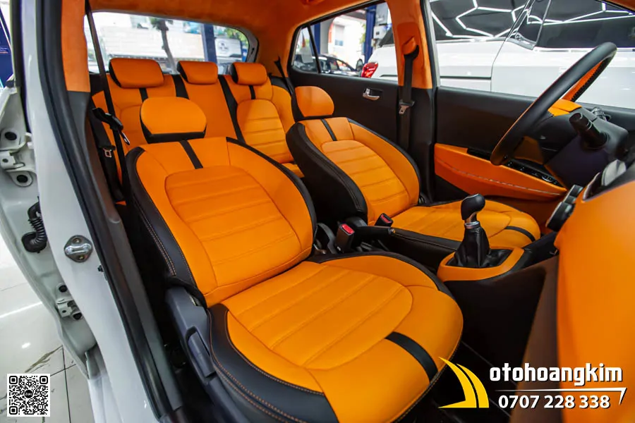Bọc ghế da Nappa King Hyundai i10 - Sắc cam đen thể thao, cá tính 
 - Ảnh 7