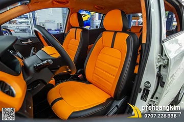Bọc ghế da Nappa King Hyundai i10 - Sắc cam đen thể thao, cá tính 
