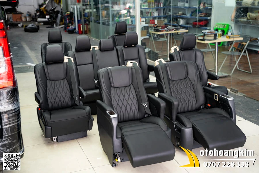 BỌC ÁO GHẾ DA BÒ Ý ITALIA XE GRANVIA - MÀU ĐEN SANG TRỌNG 
 - Ảnh 1