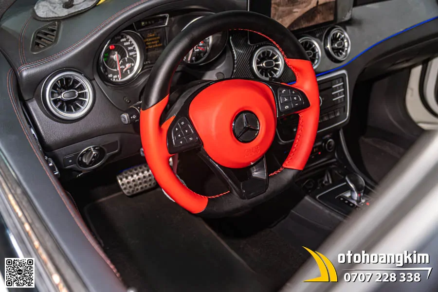 Bọc Vô Lăng Da Nappa Mercedes CLA 45 - Sắc Đỏ Đen Thể Thao - Ảnh 6