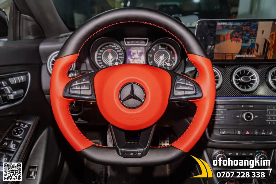 Bọc Vô Lăng Da Nappa Mercedes CLA 45 - Sắc Đỏ Đen Thể Thao - Ảnh 2