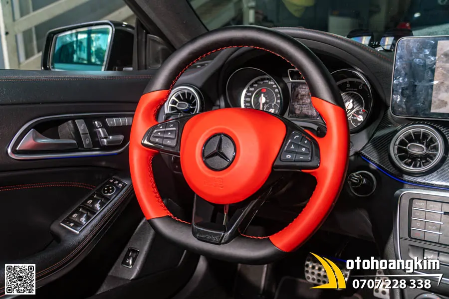 Bọc Vô Lăng Da Nappa Mercedes CLA 45 - Sắc Đỏ Đen Thể Thao - Ảnh 3