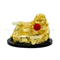 Tượng phật vàng Di lặc nằm đế thủy tinh có năng lượng