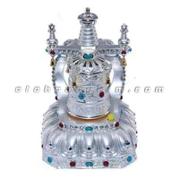 Tượng bánh xe cầu nguyện bạc