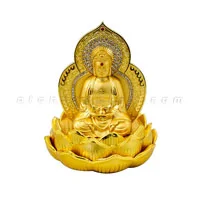 Tượng phật vàng như lai ngồi hoa sen đính đá