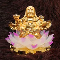 Tượng phật Di Lặc mạ vàng có đèn
