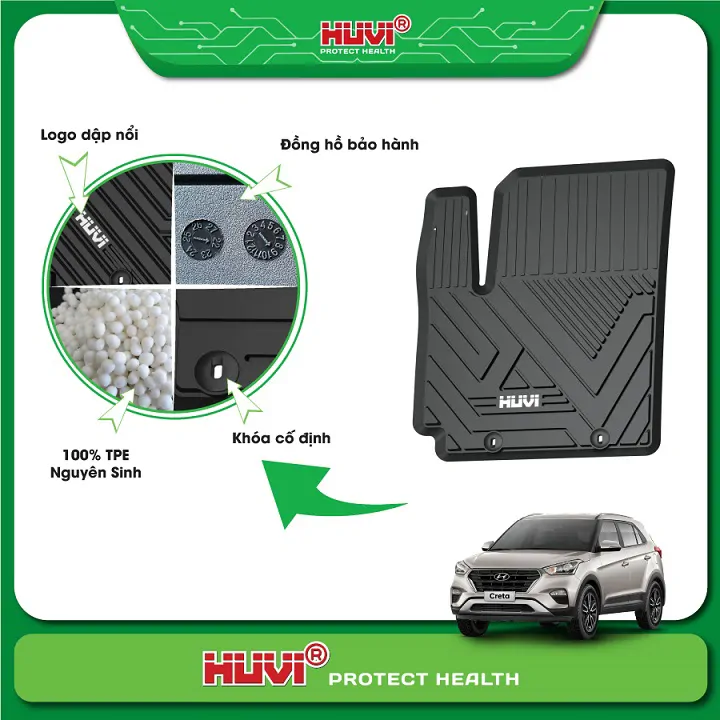 Thảm Lót Sàn Huvi Hyundai Creta 2021 2D - Ảnh 3