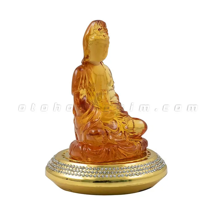 Tượng phật quan âm đá lưu ly vàng đế vàng - Ảnh 3
