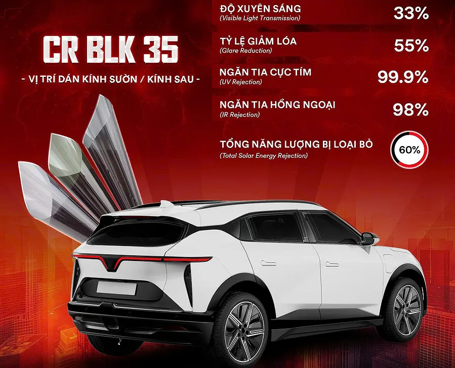 Phim cách nhiệt 3M CR BLK 35 kính sườn - Ảnh 1