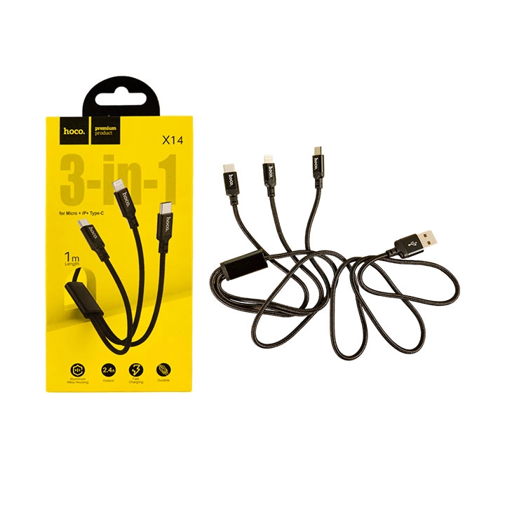Dây Sạc Điện Thoại Hoco X14 3in1 - Ảnh 1