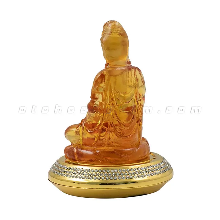 Tượng phật quan âm đá lưu ly vàng đế vàng - Ảnh 2