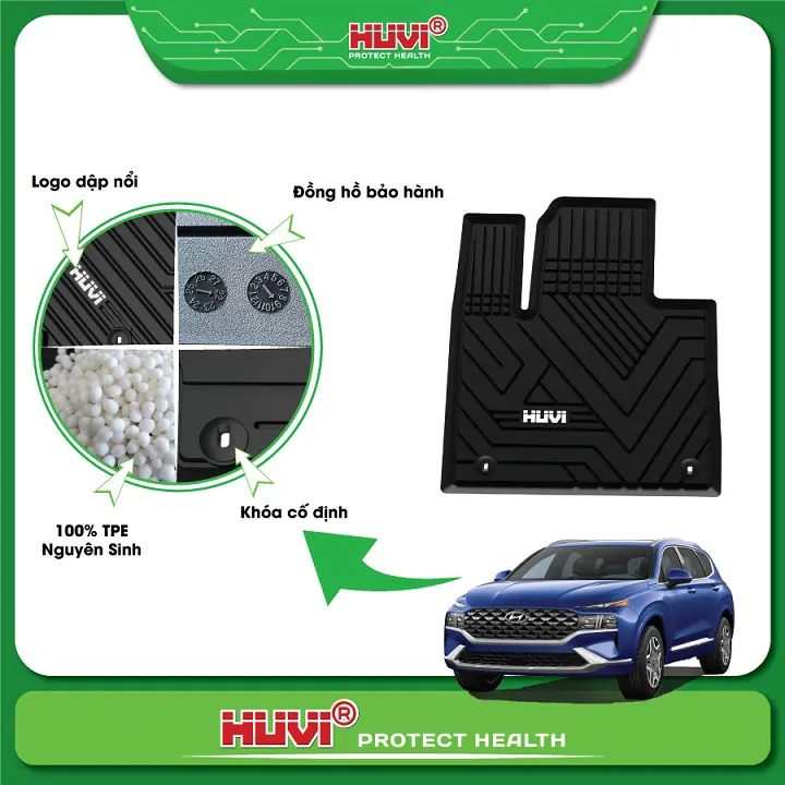Thảm Lót Sàn Huvi Hyundai Santafe 2021 2D - Ảnh 4