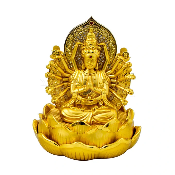 Tượng phật vàng quan âm ngồi hoa sen nghìn tay - Ảnh 1