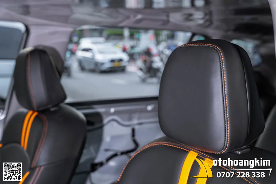 Bọc Áo Ghế Nappa Xe Limo Green - Màu Đen Phối Sọc Cam Sang Trọng  - Ảnh 5