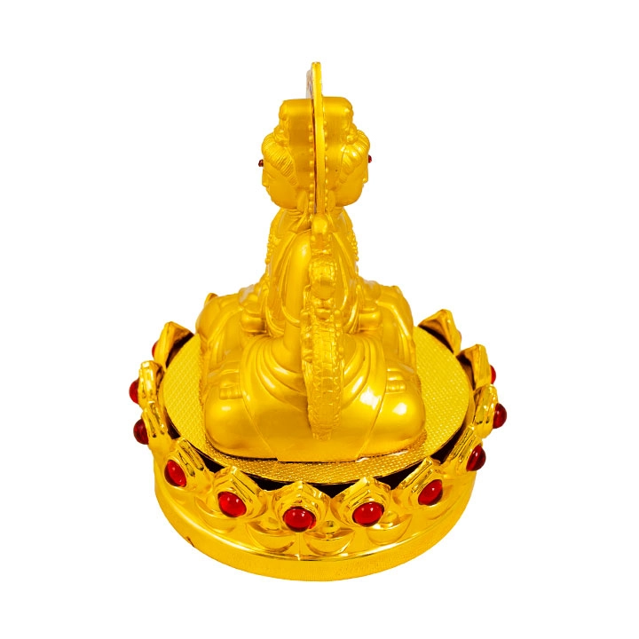 Tượng Phật Vàng Quan Âm Song Long đế vàng đính đá màu đỏ - Ảnh 1