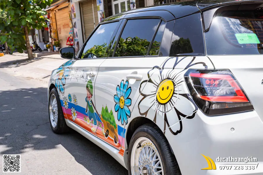 Tem decal thiết kế xe Suzuki Swift - Mẫu hoa hướng dương 
 - Ảnh 2