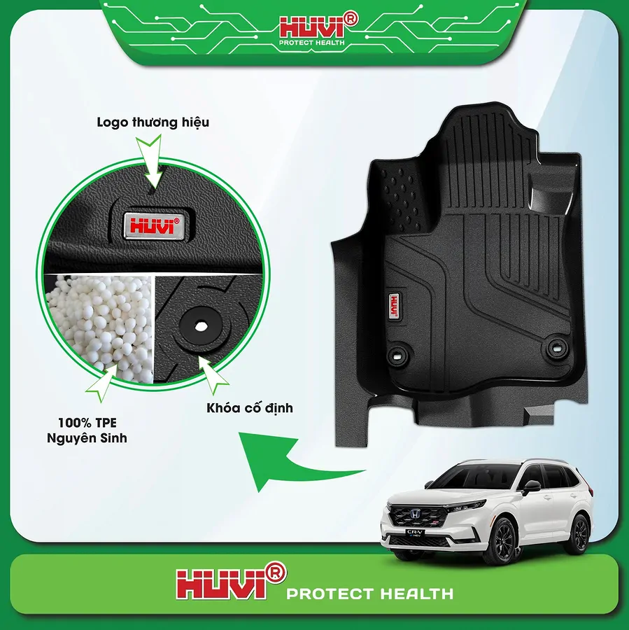 Thảm sàn Huvi CRV 2024+ 7 chỗ tràn viền  - Ảnh 4