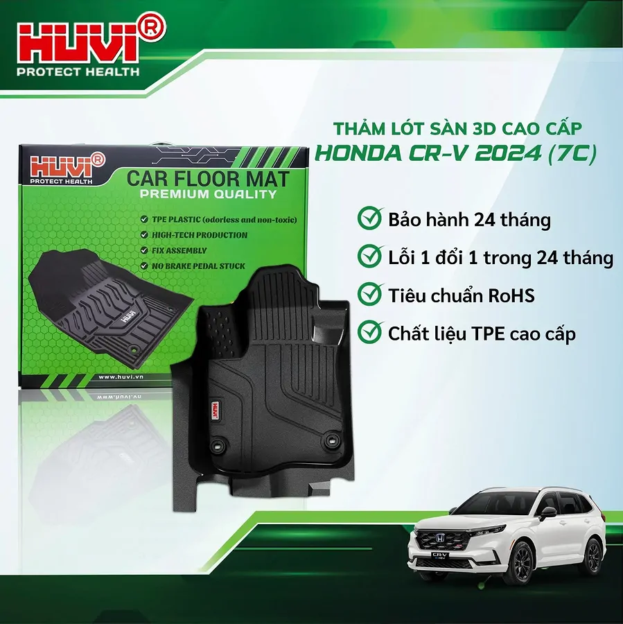 Thảm sàn Huvi CRV 2024+ 7 chỗ tràn viền  - Ảnh 1