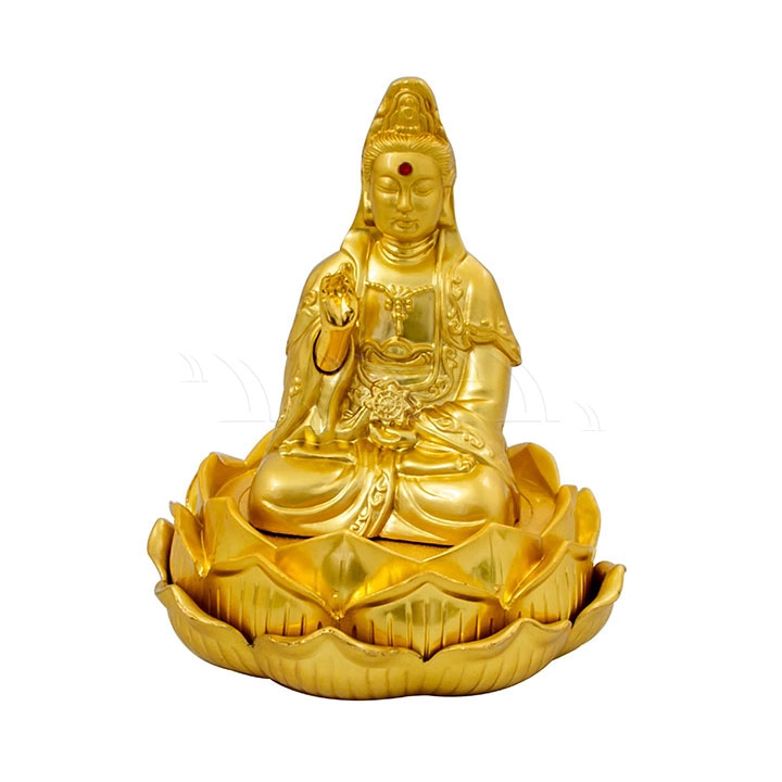 Tượng phật vàng quan âm ngồi hoa sen - Ảnh 1