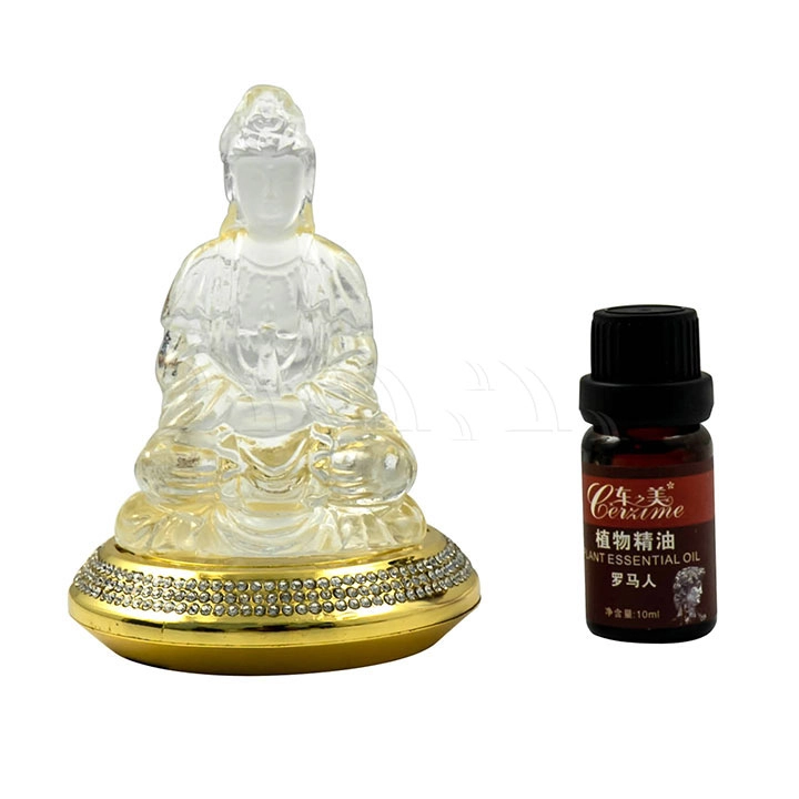 Tượng phật quan âm đá lưu ly trắng đế vàng - Ảnh 1
