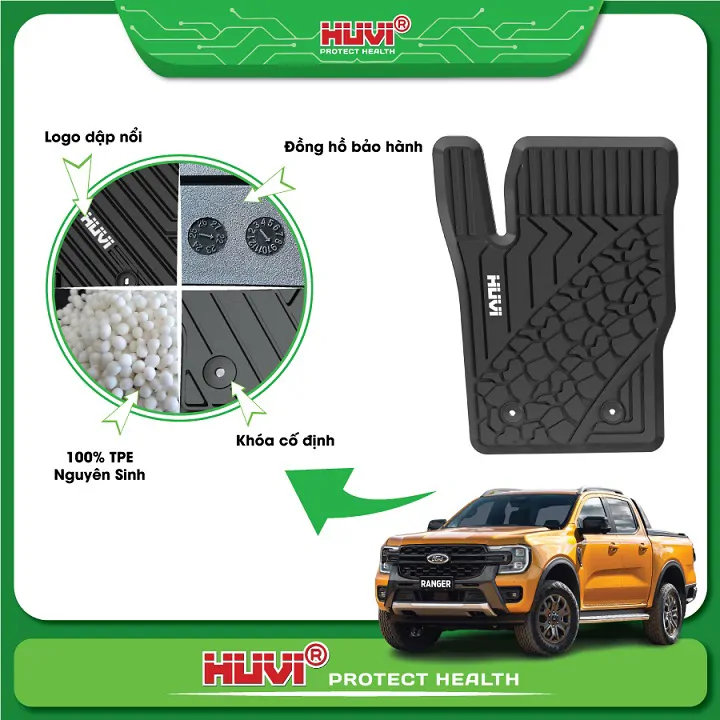 Thảm Lót Sàn Huvi Ford Ranger 2023 2D - Ảnh 4