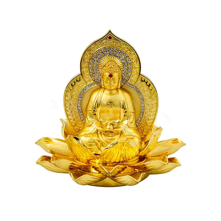 Tượng phật vàng như lai ngồi hoa sen nở - Ảnh 1