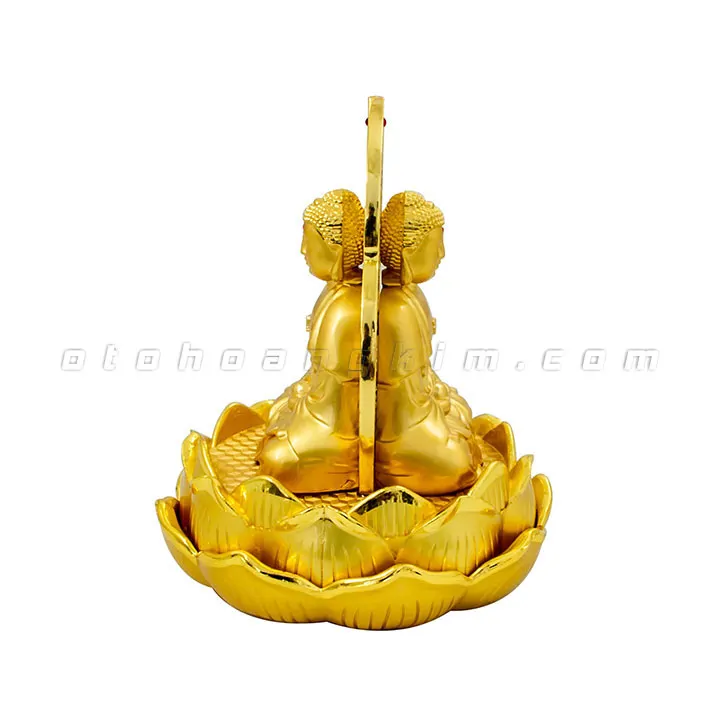 Tượng phật vàng như lai ngồi hoa sen đính đá - Ảnh 2