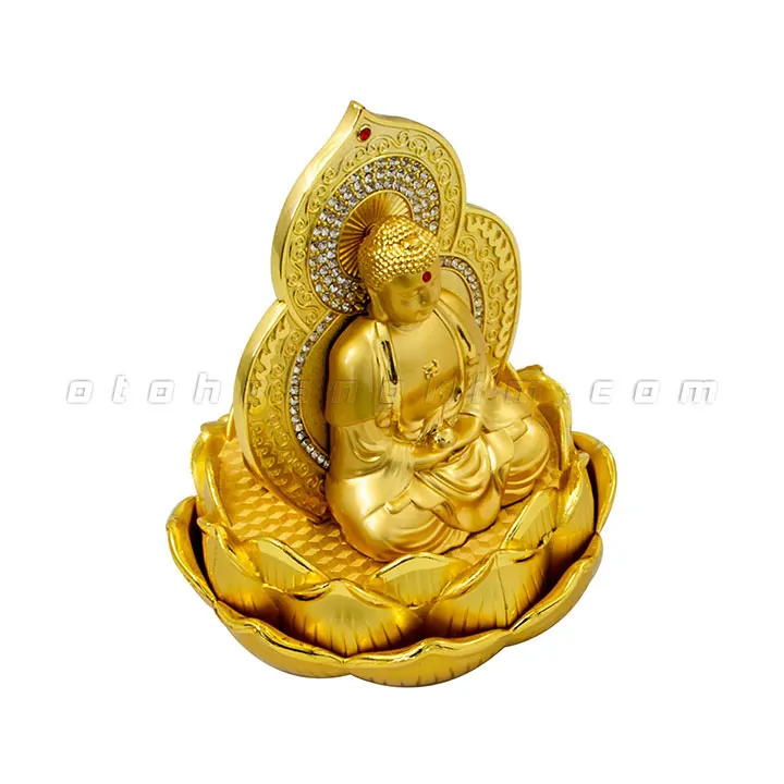 Tượng phật vàng như lai ngồi hoa sen đính đá - Ảnh 3