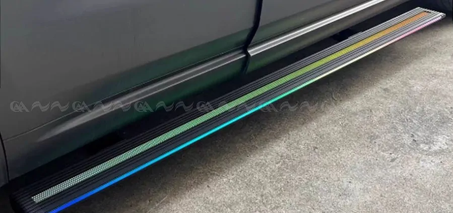 Bậc lên xuống điện Santafe 2024 2 viền led   - Ảnh 6