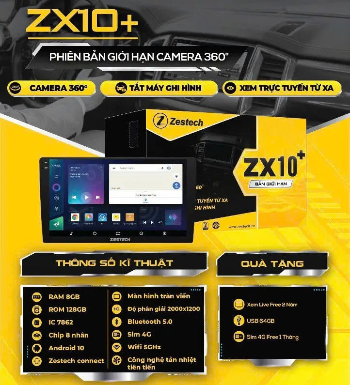 Màn hình android Zestech ZX10+ 360 9inch - Ảnh 1