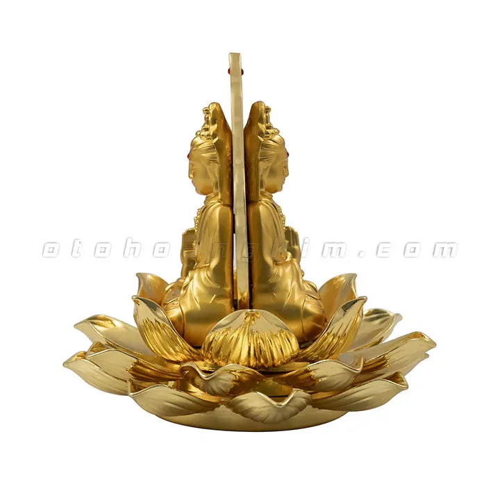 Tượng phật vàng quan âm ngồi hoa sen nở - Ảnh 2