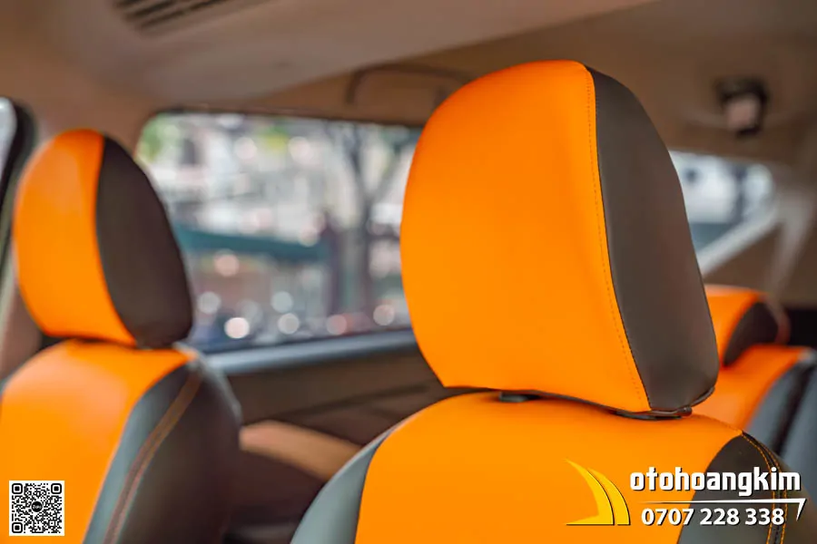 Bọc Ghế Da Nappa Xe Xpander Màu Cam Đen 
 - Ảnh 4