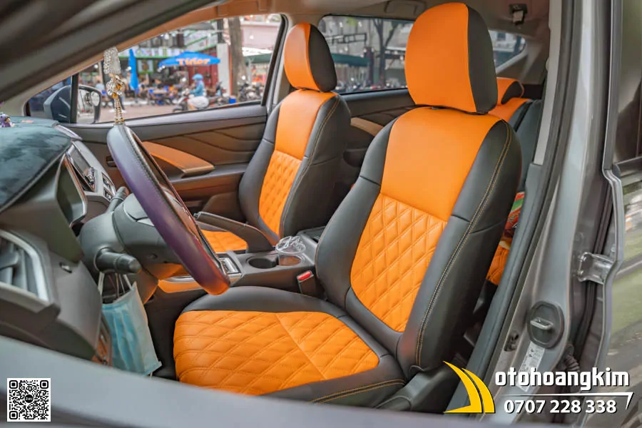 Bọc Ghế Da Nappa Xe Xpander Màu Cam Đen 
 - Ảnh 5