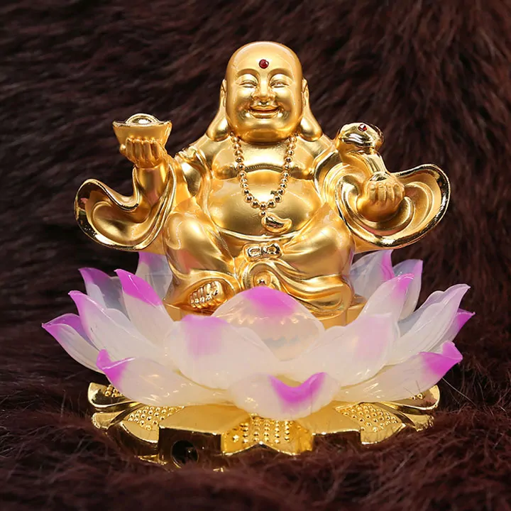 Tượng phật Di Lặc mạ vàng có đèn - Ảnh 1